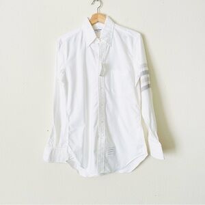 NWT Thom Browne SIZE 1 Four Bar white collared button down shirt
